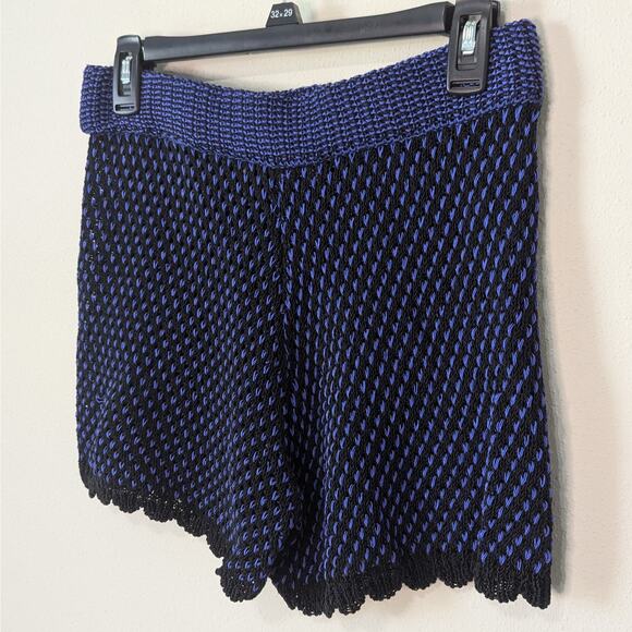 Zara Knit Blue & Black Sheer Whimsigoth Grunge Elastic Waist Shorts Size Small - Picture 4 of 6